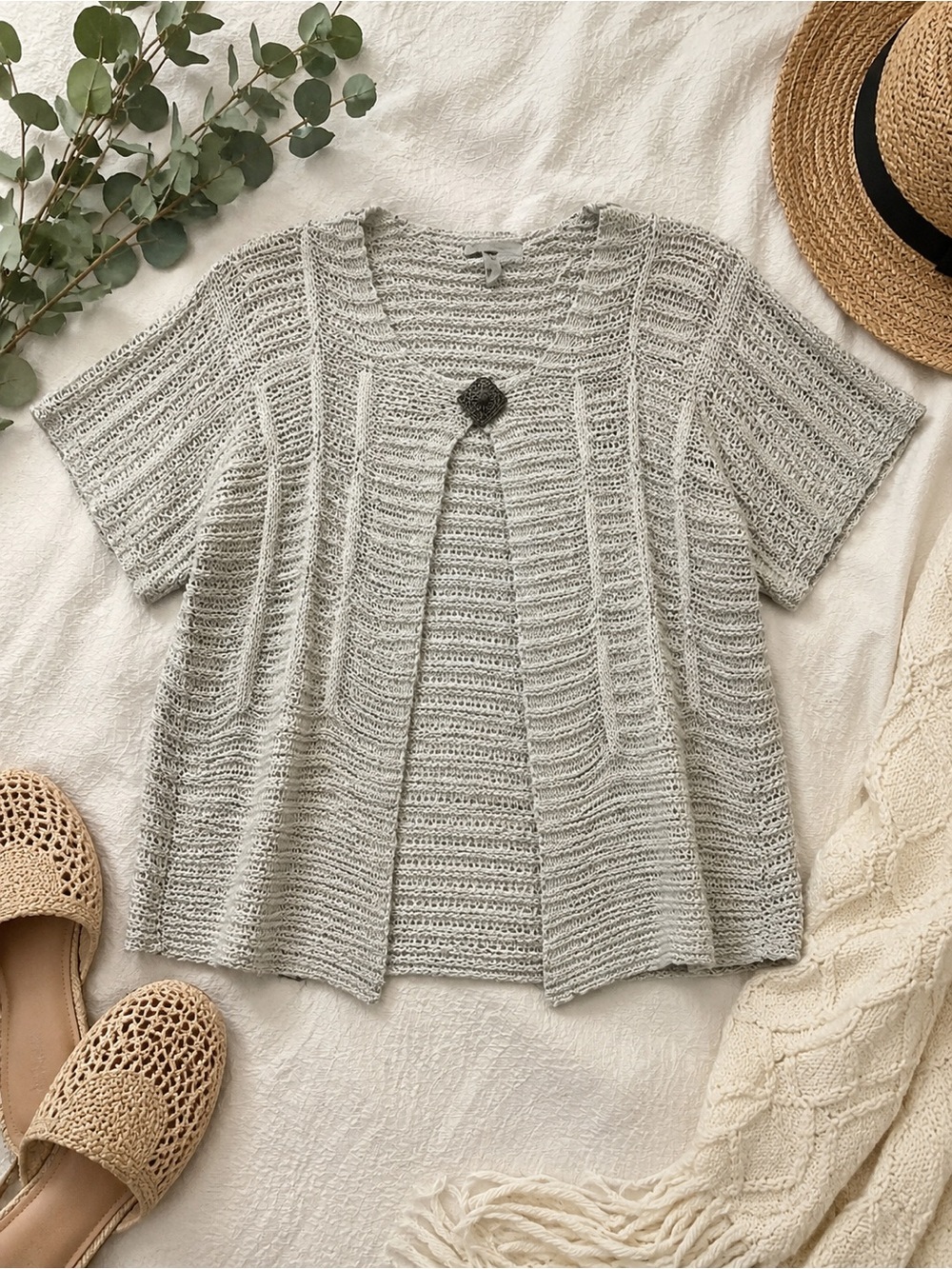 Lana Lee vintage crocheted open knit button top